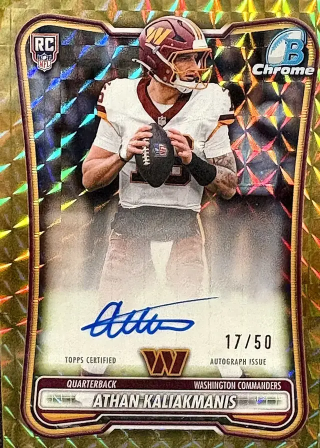 Athan Kaliakmanis 2026 Bowman Chrome Rookie Autograph, Gold Geometric numbered to 50