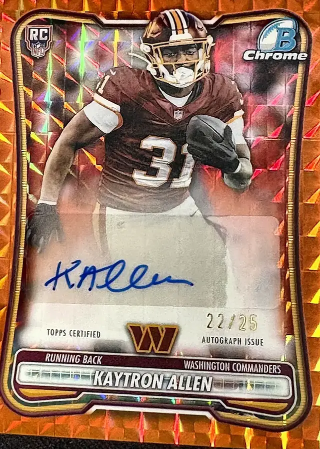 Kaytron Allen 2026 Bowman Chrome Rookie Autograph, Orange Geometric numbered to 25