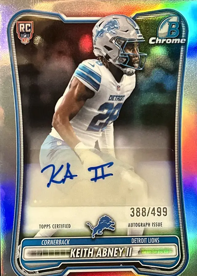Keith Abney II 2026 Bowman Chrome Rookie Autograph, refractor numbered to 499